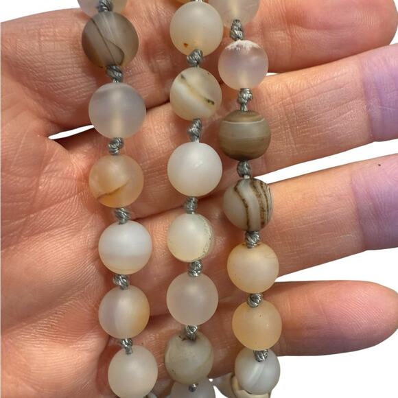 Elegant 30” Long Neutral Stone Beaded Necklace - Picture 3 of 4